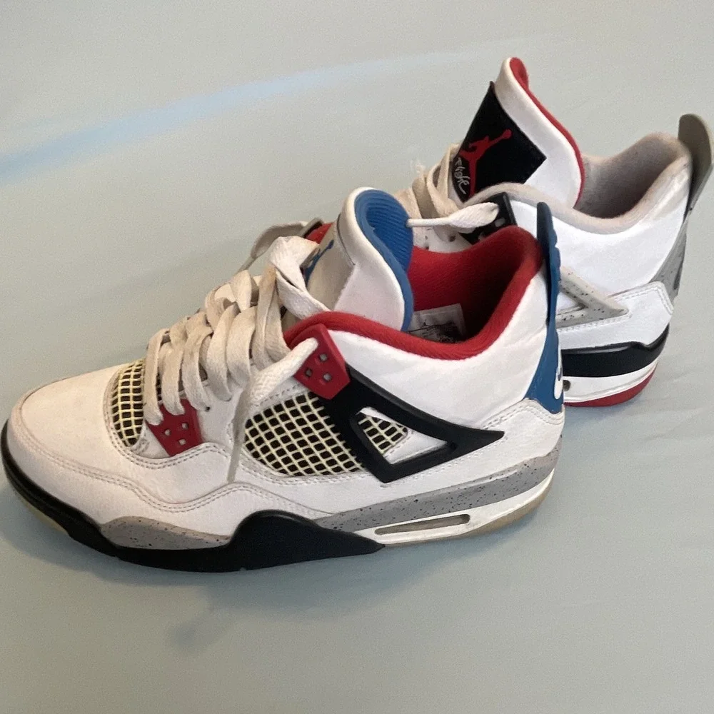 Nike Air Jordan 4 Men's Mid Top Leather Lace-Up Colorblock Basketball Shoes